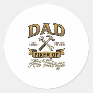 Sticker Rond Papa Réparateur de Tout Ce Qui Est Vintage Gravure