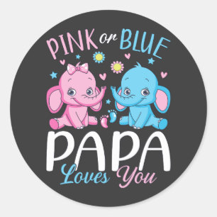 Sticker Rond Papa Rose Ou Bleu Vous Aime Baby Elephant