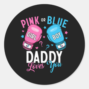 Sticker Rond Papa Rose Ou Bleu Vous Aime Boxer Genre Révéler