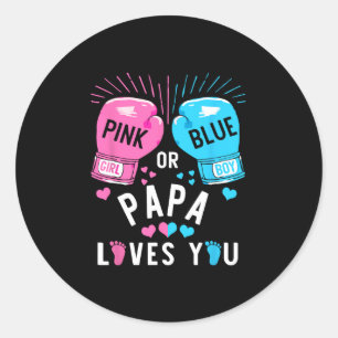 Sticker Rond Papa Rose Ou Bleu Vous Aime Boxer Genre Révéler P