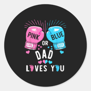 Sticker Rond Papa Rose Ou Bleu Vous Aime Boxer Genre Révéler Pa