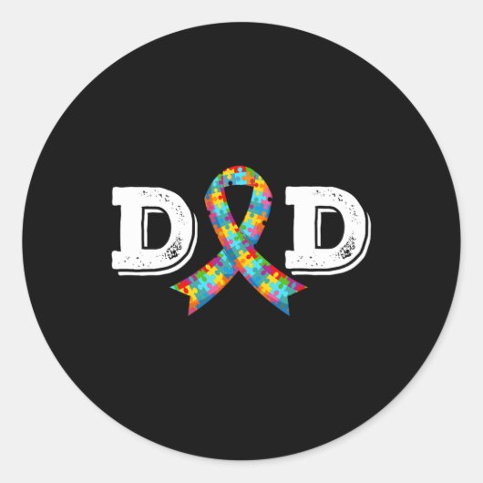 Sticker Rond Papa sensibilisation à l'autisme Acceptation Diffi (Devant)