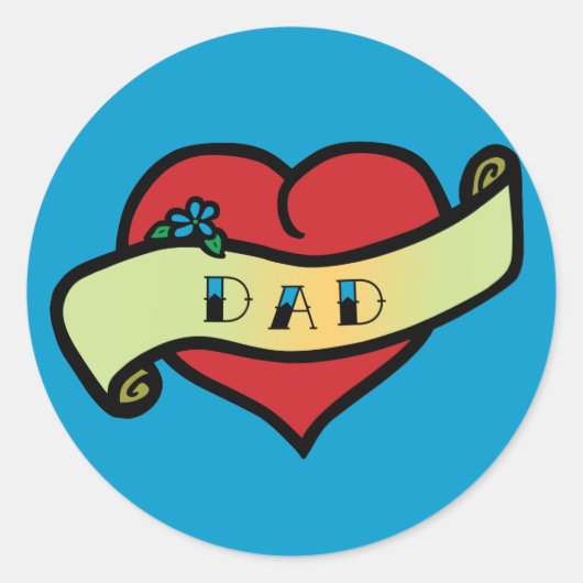 Sticker Rond Papa Tattoo Heart (Devant)