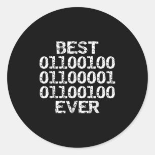 Sticker Rond Papa toujours en code binaire Ingénieur logiciel P