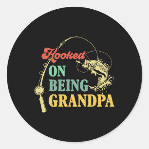 Sticker Rond Papa vintage accro à être grand-père Fête des père