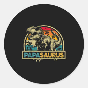 Sticker Rond Papasaurus T Rex Dinosaure Papa Saurus Famille Cor