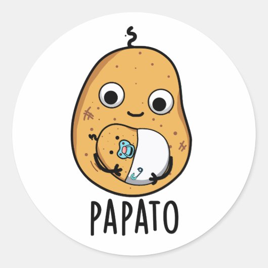 Sticker Rond Papato Funny Potato Pun (Devant)