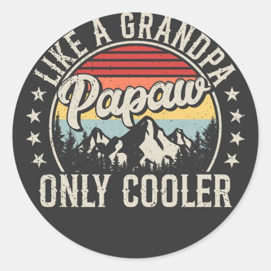 Sticker Rond Papaw comme un grand-père seulement Glacière Retro (Devant)
