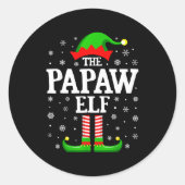 Sticker Rond Papaw Elf Funny Christmas Family Matching  (Devant)