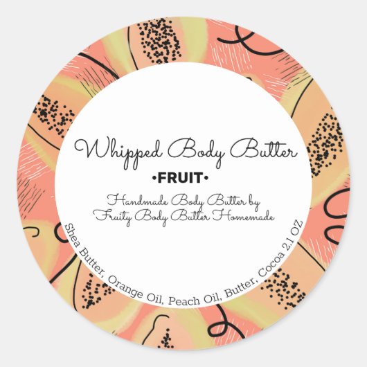 Sticker Rond Papaya Beurre Bain marque emballage (Devant)