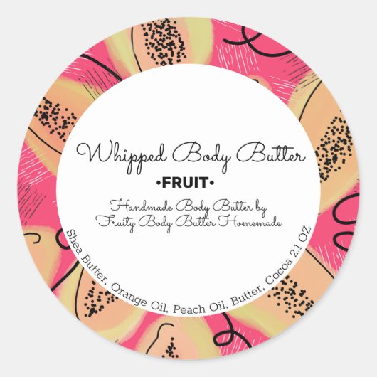 Sticker Rond Papaya Beurre Bain marque emballage (Devant)