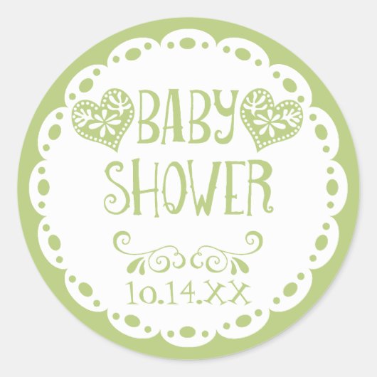 Sticker Rond Papel Picado Baby shower Lime Fiesta Enveloppe (Devant)