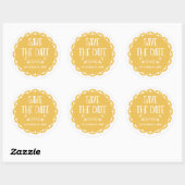 Sticker Rond Papel Picado Enregistrer la date Jaune Mariage Fie (Feuille)