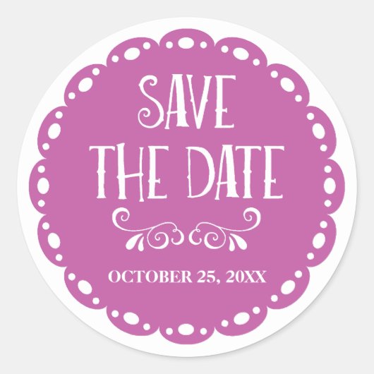Sticker Rond Papel Picado Enregistrer la date Lilac Fiesta Mari (Devant)