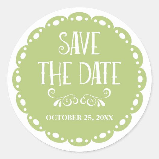 Sticker Rond Papel Picado Enregistrer la date Lime Fiesta Maria (Devant)