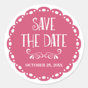Sticker Rond Papel Picado Enregistrer la date Orange Fiesta Mar