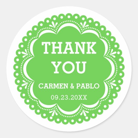 Sticker Rond Papel Picado rose et violet mariage Faveur Classi (Devant)