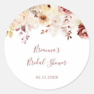 Sticker Rond Papeterie calligraphiée Faveur de mariage fleurie 