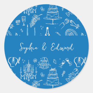 Sticker Rond Papeterie de mariage de style dessiné à la main