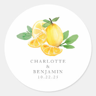 Sticker Rond Papeterie personnalisée avec motif de citron à l'a