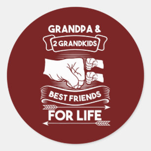 Sticker Rond papi 2 petits-enfants meilleurs amis petit-enfant