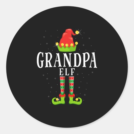 Sticker Rond Papi elf Noël assorti pyjama de Noël (Devant)