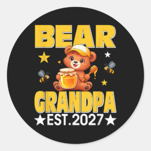 Sticker Rond Papi Est 2027 Nœud Papillon Floral Fête Des Mères