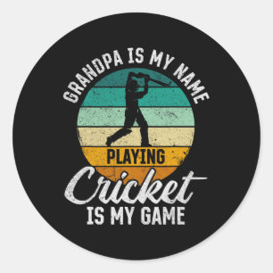 Sticker Rond Papi est mon nom jouer au cricket est mon jeu