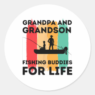 Sticker Rond Papi et petit-fils, compagnons de pêche pour la vi