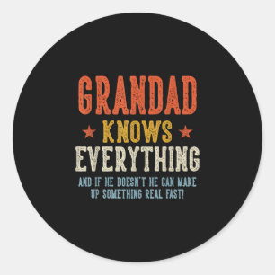 Sticker Rond Papi sait tout fête des pères rétro