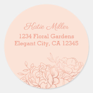 Sticker Rond Papier à en-tête en rose gold avec dessin floral