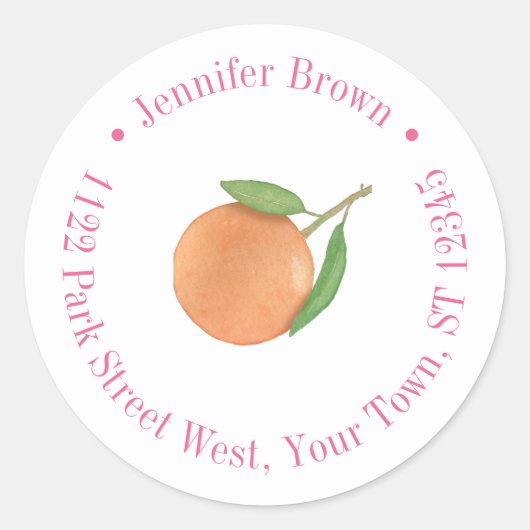 Sticker Rond Papier à lettre couleur fuchsia gras avec motif de (Devant)