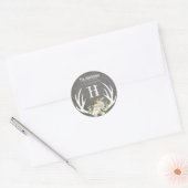 Sticker Rond Papier à lettre Floral Boho Rustique avec Monogram (Enveloppe)