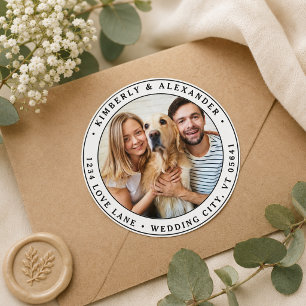 Sticker Rond Papier à lettre personnalisé avec photo pour maria