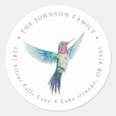 Sticker Rond Papier à lettres au colibri en aquarelle (Devant)