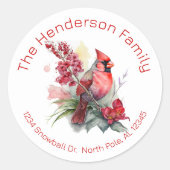 Sticker Rond Papier à lettres de Noël Cardinal Rouge (Devant)