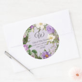 Sticker Rond Papier à lettres Monogramme Retour Lavande Pivoine (Enveloppe)