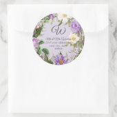 Sticker Rond Papier à lettres Monogramme Retour Lavande Pivoine (Sac)