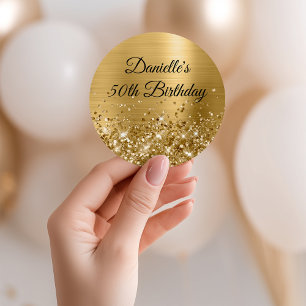Sticker Rond Papier alu doré pailleté 50e anniversaire
