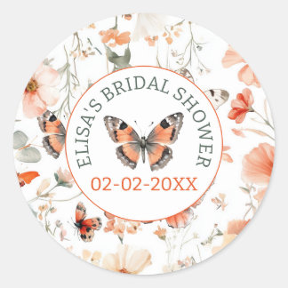 Sticker Rond Papier Aquarelle Mariage Champ de Papillons PERSON