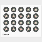 Sticker Rond Papier Ardoise Fleur Rose Blush adresse de retour (Feuille)