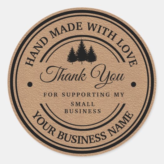 Sticker Rond Papier artisanal de la forêt d'hiver | merci (Devant)