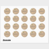 Sticker Rond Papier artisanal en papier kraft floral bleu et br (Feuille)