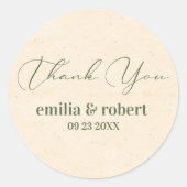 Sticker Rond Papier beige feuilleté vert (Devant)