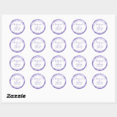 Sticker Rond Papier blanc & violet merci d'acheter avec nous (Feuille)