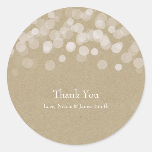 Sticker Rond Papier Brown Mariage rustique simple Faveur (Devant)