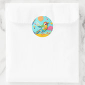 Sticker Rond Papier coloré Collage Oiseau (Sac)
