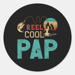 Sticker Rond Papier cool Reel pêche cadeau de la fête des pères