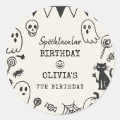 Sticker Rond Papier d'anniversaire Halloween personnalisé (Devant)