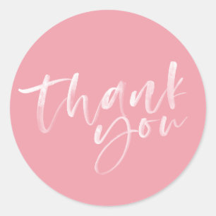 Sticker Rond Papier de remerciement rose vif